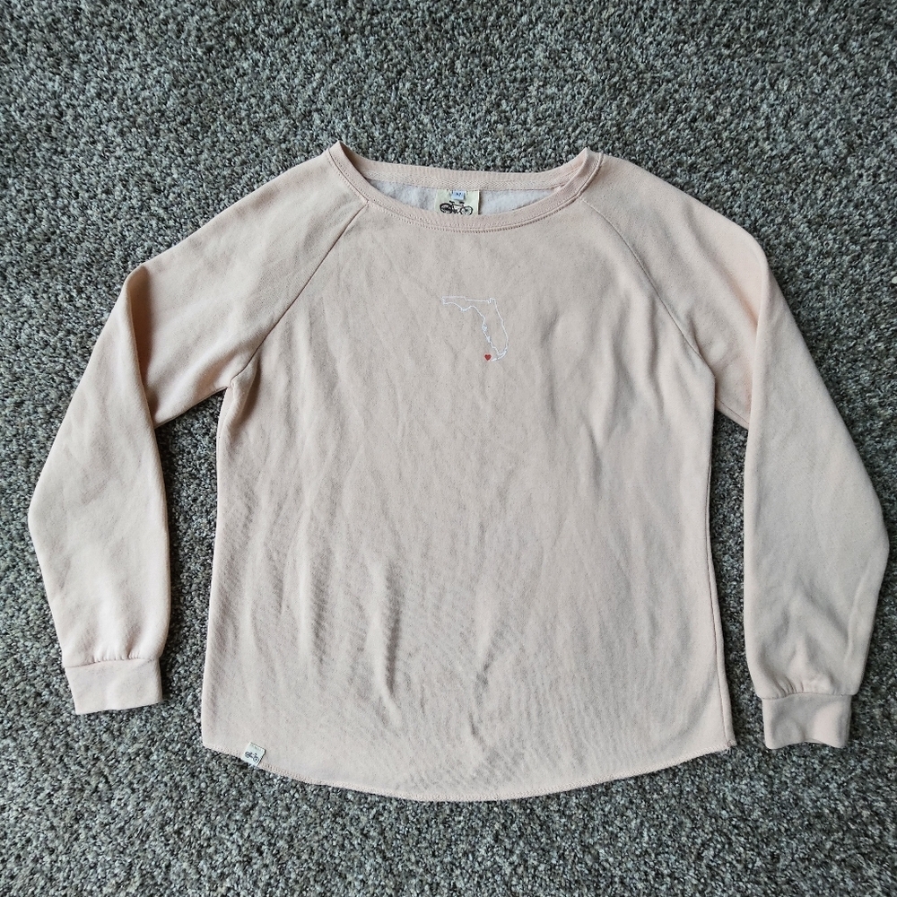 Light Pink Crewneck Sweatshirt with Minimal Embroidery
